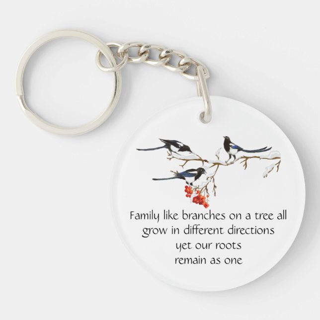Porte-clefs Aquarelle Magpie Famille Citation Animal Nature Cl (Devant)