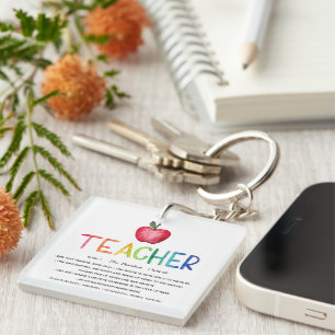 Porte-clefs Aquarelle moderne Rainbow Teacher Merci