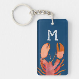 Porte-clefs Aquarelle Monogramme de homard Nautique