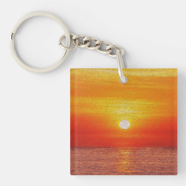 Porte-clefs Aquarelle Océan Sunset Summer Beach Waves (Devant)