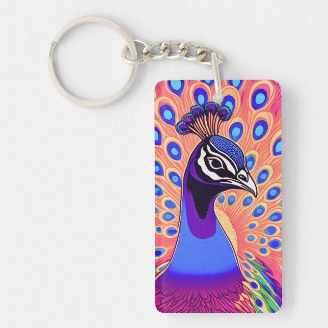 Porte-clefs Aquarelle Peacock (Devant)