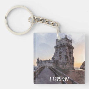 Porte-clefs Aquarelle peinture de la tour de Belem au coucher