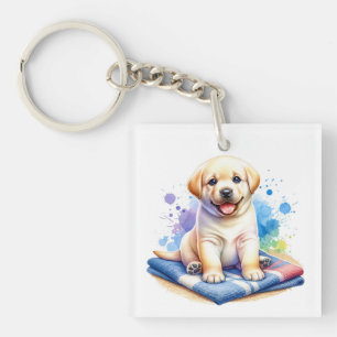 Porte-clefs Aquarelle personnalisée Chien chiot