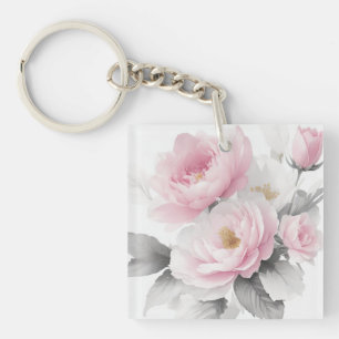 Porte-clefs Aquarelle Pink Peonies