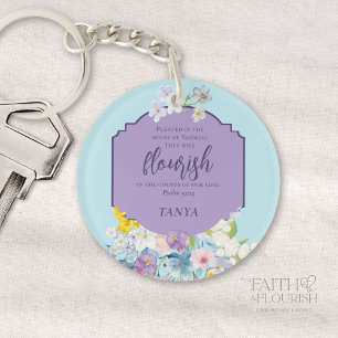 Porte-clefs Aquarelle Printemps Floral Bible Verse Personnalis