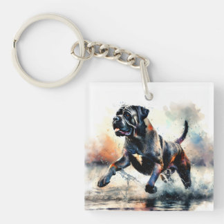 Porte-clefs Aquarelle puissante Canne Corso chien