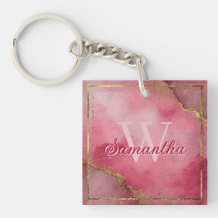 Porte-clefs Aquarelle rose Arrière - plan avec Parties scintil