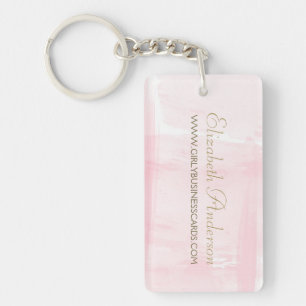 Porte-clefs Aquarelle rose simple Élégant Script or