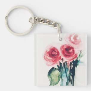 Porte-clefs Aquarelle Roses rouges