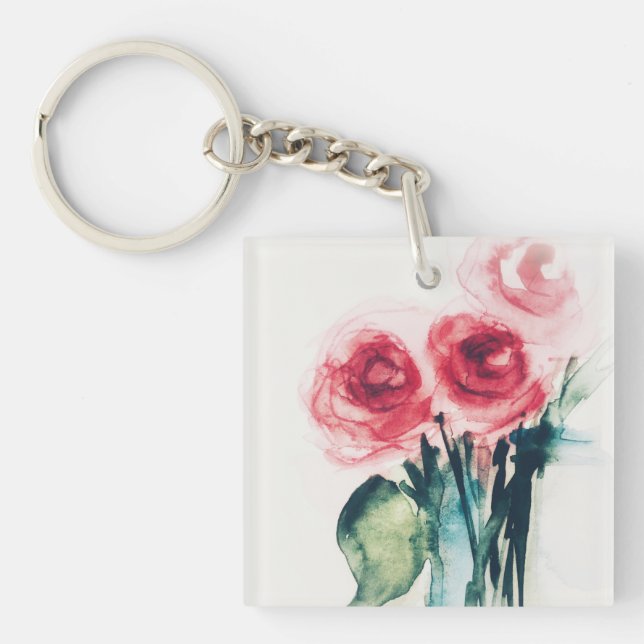 Porte-clefs Aquarelle Roses rouges (Devant)