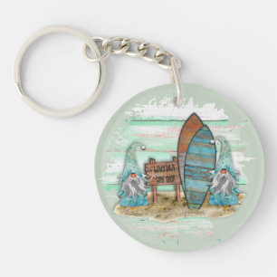 Porte-clefs Aquarelle Tropical Surfing Beach Gnomes
