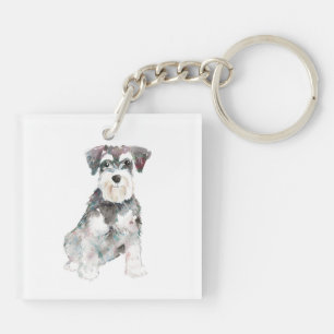 Porte-clefs Aquarelles de chien Schnauzer miniature illustrati