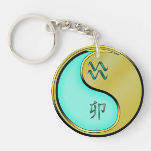 Porte-clefs Aquarius et lapin métallique