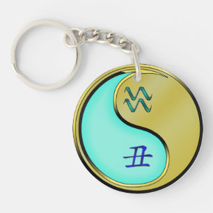 Porte-clefs Aquarius & Ox métallique