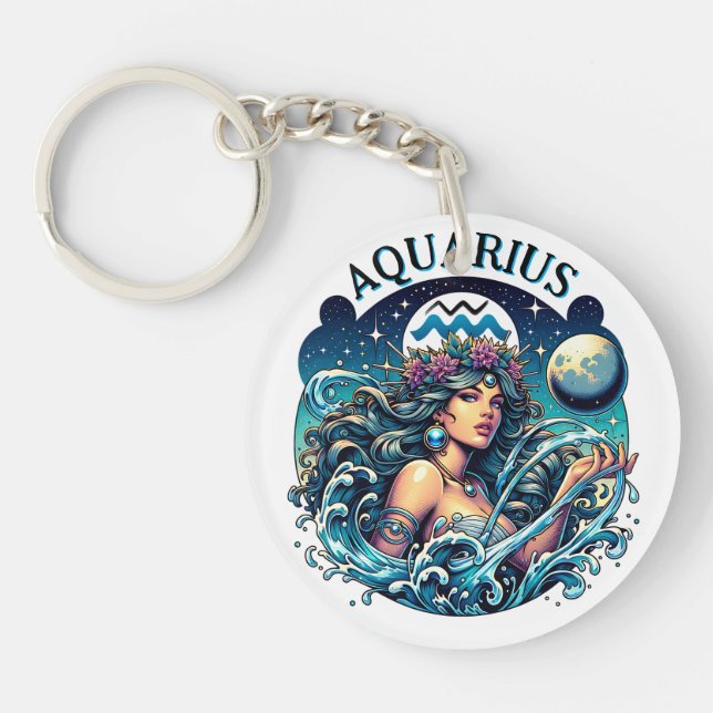 Porte-clefs Aquarius Water Bearer Beautiful Woman Astrology  (Devant)