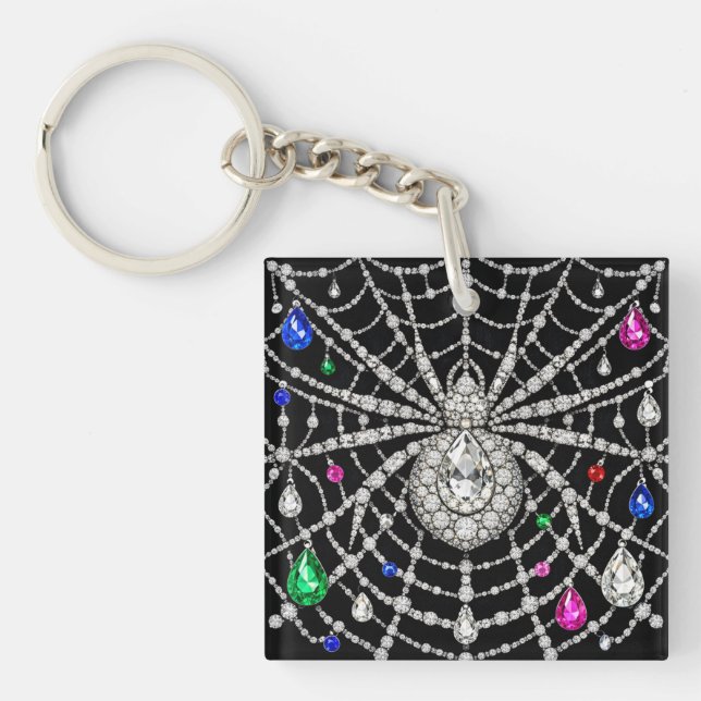 Porte-clefs Araignée Glamouruse design Diamant Bijou (Devant)