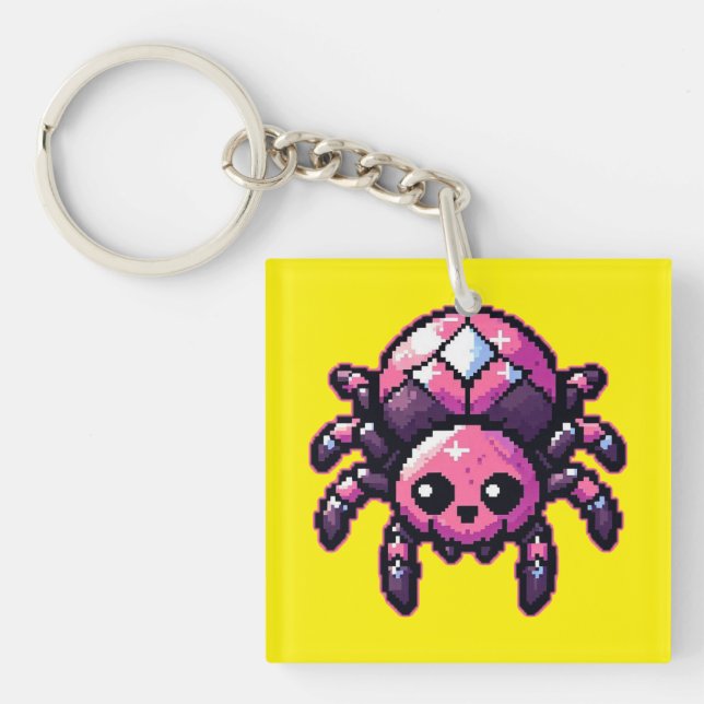 Porte-clefs Araignée Pixel mignonne (Devant)