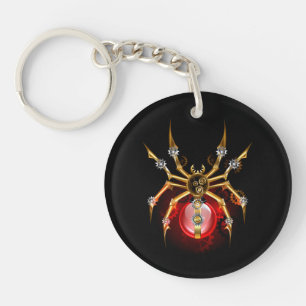 Porte-clefs Araignée steampunk sur fond noir