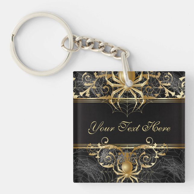 Porte-clefs Araignées d'or en noir (Devant)