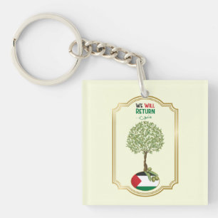 Porte-clefs Arbre à Olivier palestinien : "Nous retournerons"