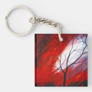 Porte-clefs Arbre Abstrait et ciel rouge