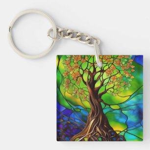 Porte-clefs Arbre coloré de la vie Vitrail Look II