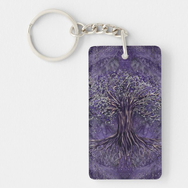 Porte-clefs Arbre de la vie - améthyste et argent de Yggdrasil (Devant)