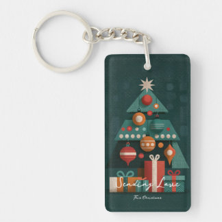 Porte-clefs Arbre de Noël Géométrique Rétro