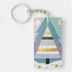 Porte-clefs Arbre de Noël Pastel Céleste