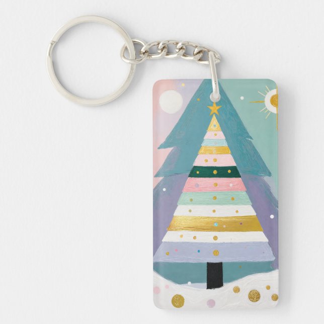 Porte-clefs Arbre de Noël Pastel Céleste (Devant)