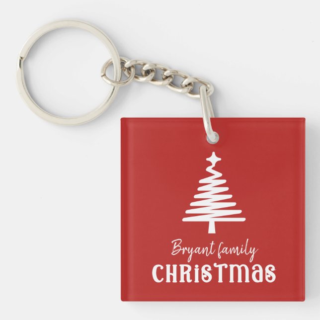 Porte-clefs Arbre de Noël rouge (Devant)