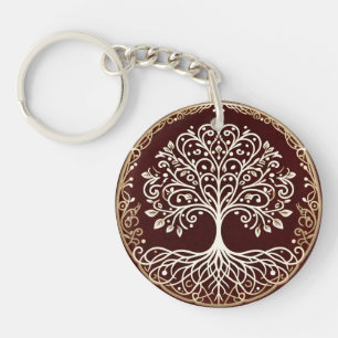 Porte-clefs Arbre de vie Rustique rouge foncé celtique