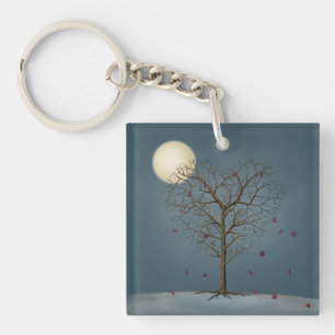 Porte-clefs Arbre en forme de coeur mélancolique sous la Plein
