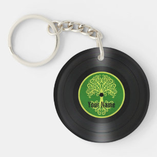 Porte-clefs Arbre vert de disque vinyle personnalisé de la vi