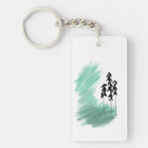 Porte-clefs Arbre vert scandinave art simple menthe moderne