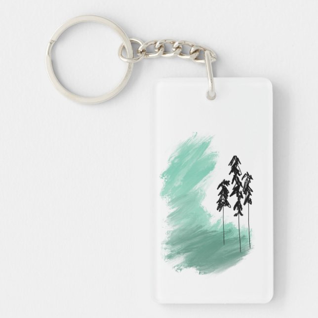 Porte-clefs Arbre vert scandinave art simple menthe moderne (Devant)