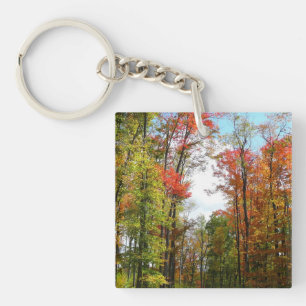 Porte-clefs Arbres d'automne et ciel bleu Photographie de la n