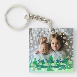 Porte-clefs Arbres de Noël Snowflakes blanc Joie au monde