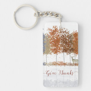 Porte-clefs Arbres de Thanksgiving et cerf solitaire Remercier