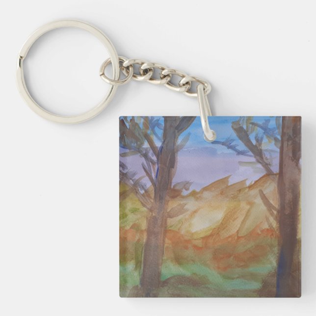 Porte-clefs Arbres du coucher de soleil acryliques (Devant)