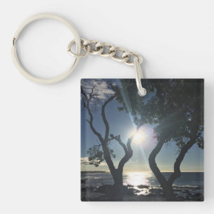 Porte-clefs Arbres ensoleillés d'Hawaii bord de l'océan photog
