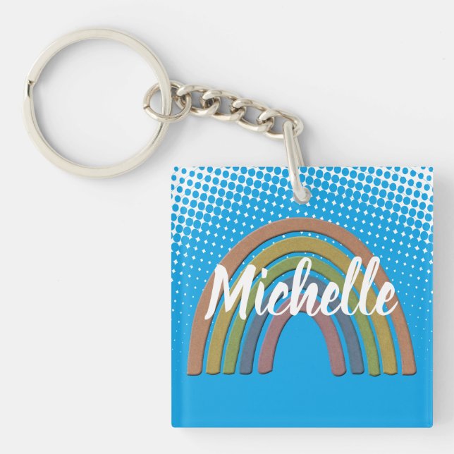 Porte-clefs Arc-en-ciel avec Faux Rustic Paper Texture (Devant)