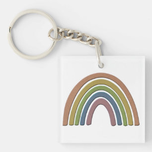 Porte-clefs Arc-en-ciel avec texture de papier rustique faux