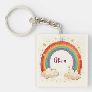Porte-clefs Arc-en-ciel charmant avec des étoiles brillantes