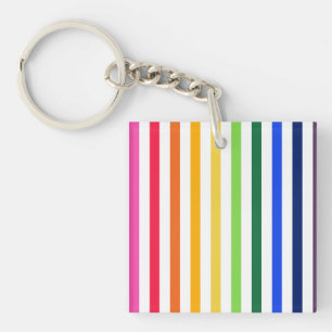 Porte-clefs Arc-en-ciel et rayures blanches