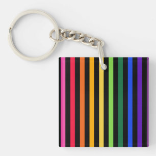Porte-clefs Arc-en-ciel et rayures noires
