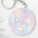 Porte-clefs Arc-en-ciel pastel doux et inspirant<br><div class="desc">Porte - clé tendance avec le texte "brillant" en violet clair sur un arrière - plan motif pastel arc-en-ciel doux.</div>