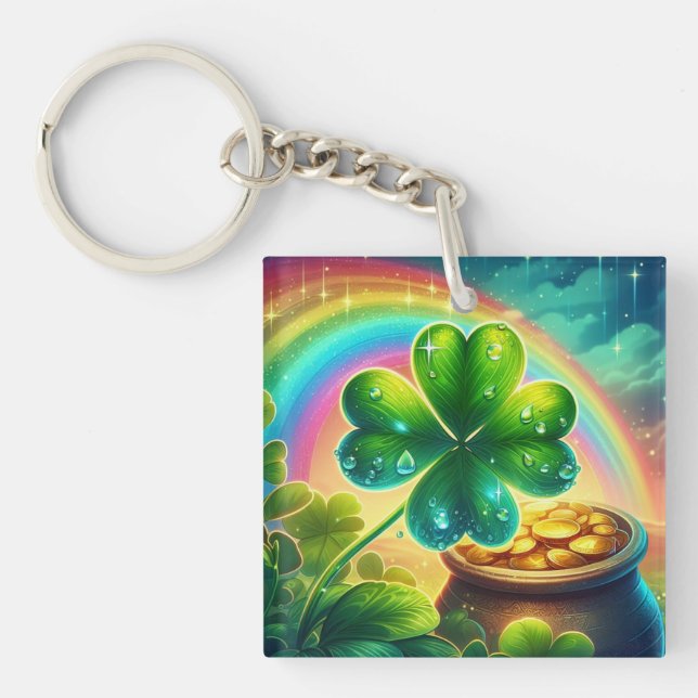 Porte-clefs Arc-en-ciel Saint Patrick's Day trver (Devant)