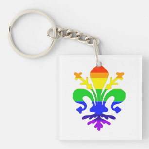 Porte-clefs Arc-en-ciel stylisé Fleur de Lis