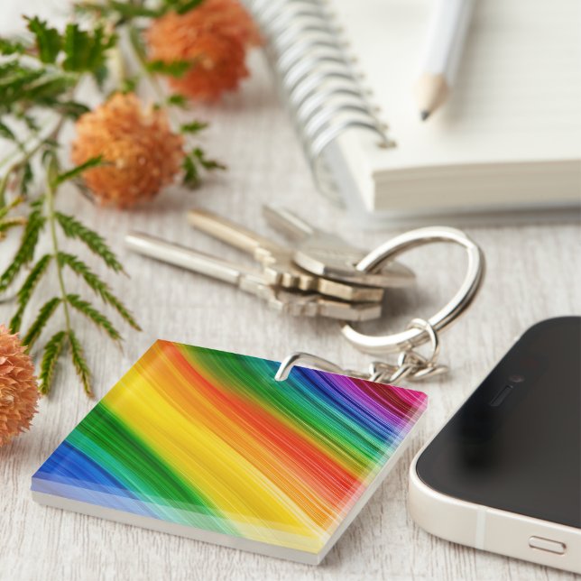 Porte-clefs Arc-en-ciel vibrant de couleurs (Devant Droit)